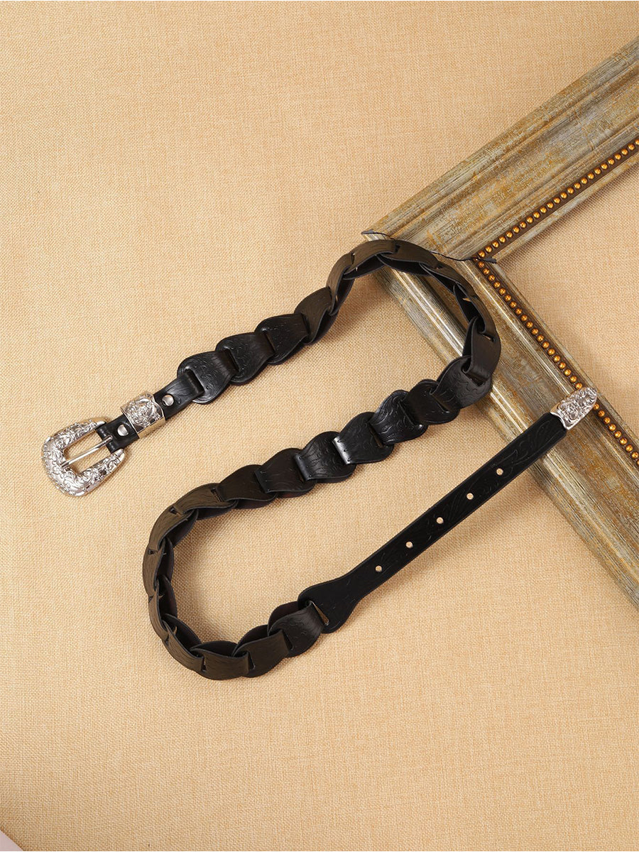 Cinturón de Cintura con Relieve Floral de Cuero Sintético de Estilo Western para Mujer MDA1699H5I