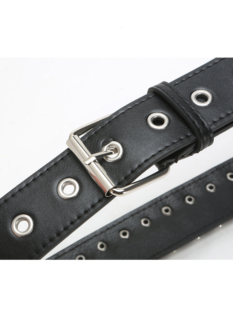 Cinturón de cintura adornado con picas estilo punk para mujer de cuero sintético negro MDA1645H0I