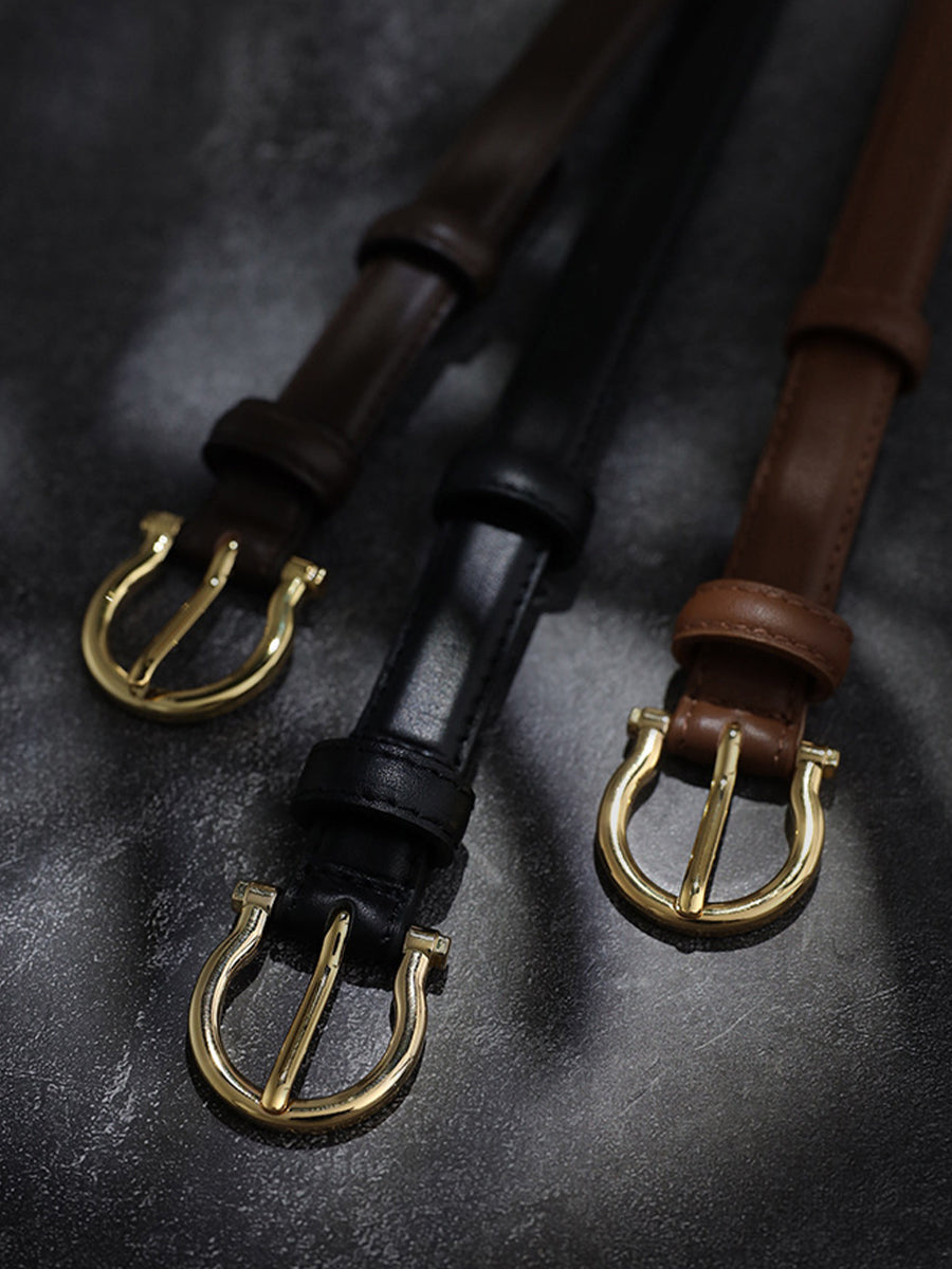 Cinturón para mujer de imitación de cuero vintage sofisticado con hebilla de caballo MDA0688H2I