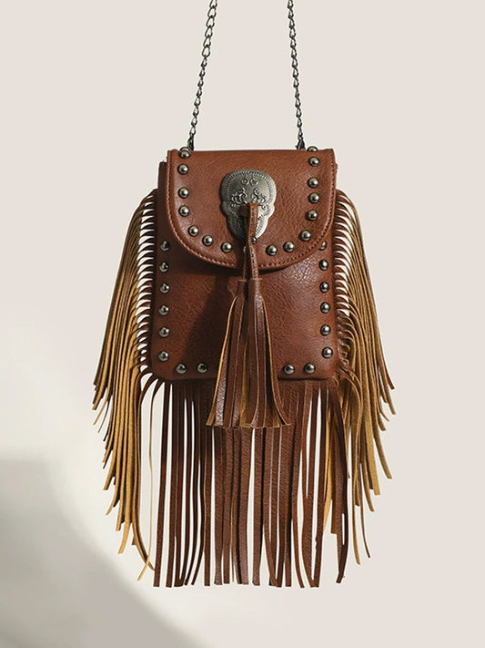 Bolso de mujer en estilo vaquero occidental con borlas MDA0878H9Y