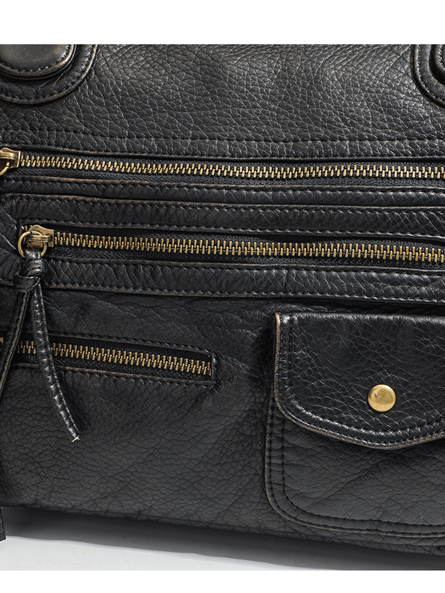 Bolso de cuero femenino de moda y desgastado con múltiples bolsillos MDA0889H1Y