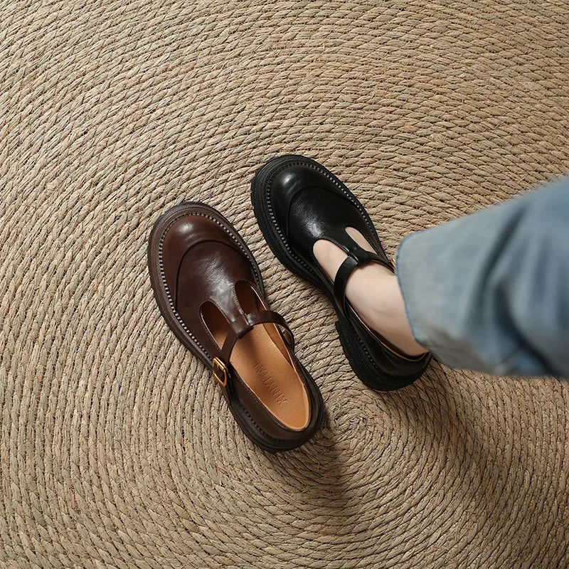 Chiara - Elegantes zapatos Mary Jane en cuero de alta calidad