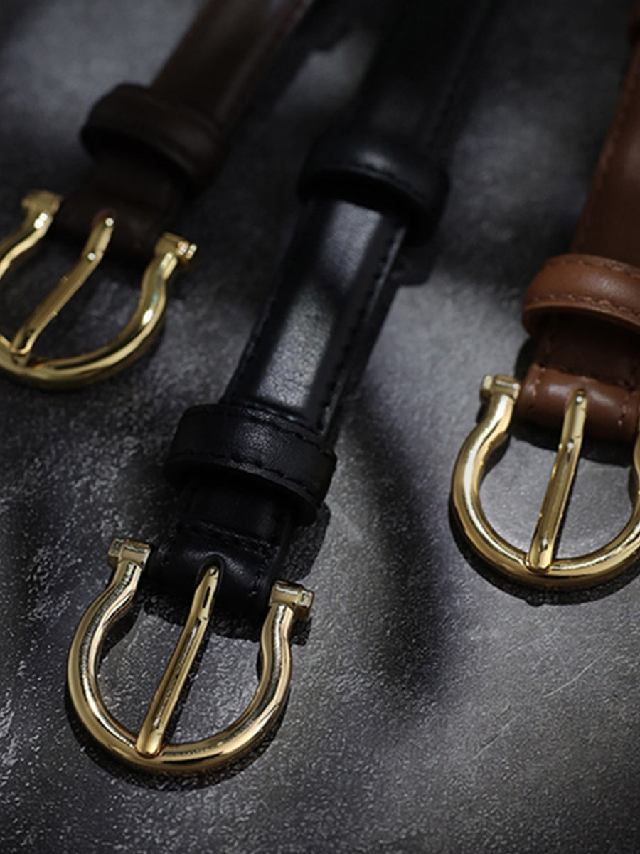 Cinturón para mujer de imitación de cuero vintage sofisticado con hebilla de caballo MDA0688H2I