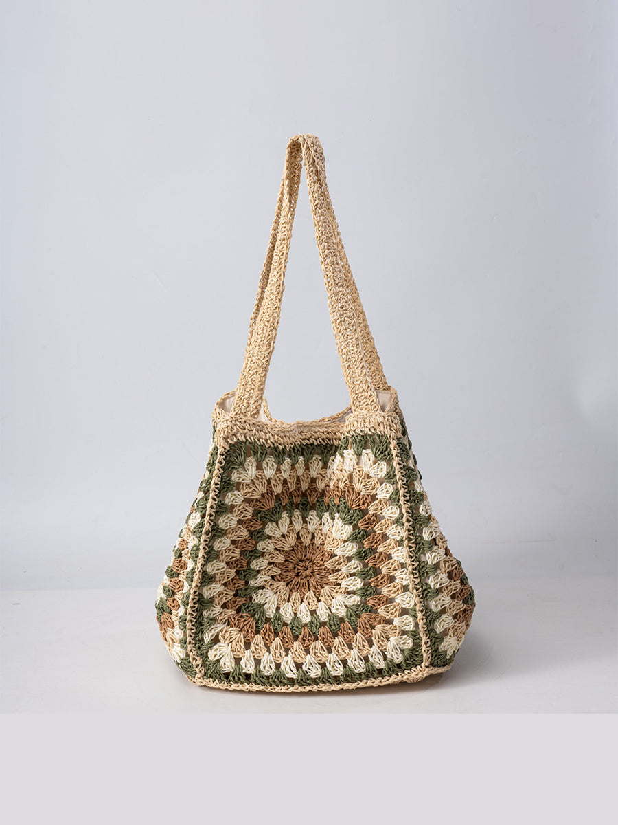 Bolsa tejida para mujer de un solo hombro con hebilla magnética de gran capacidad MDA0487H3I