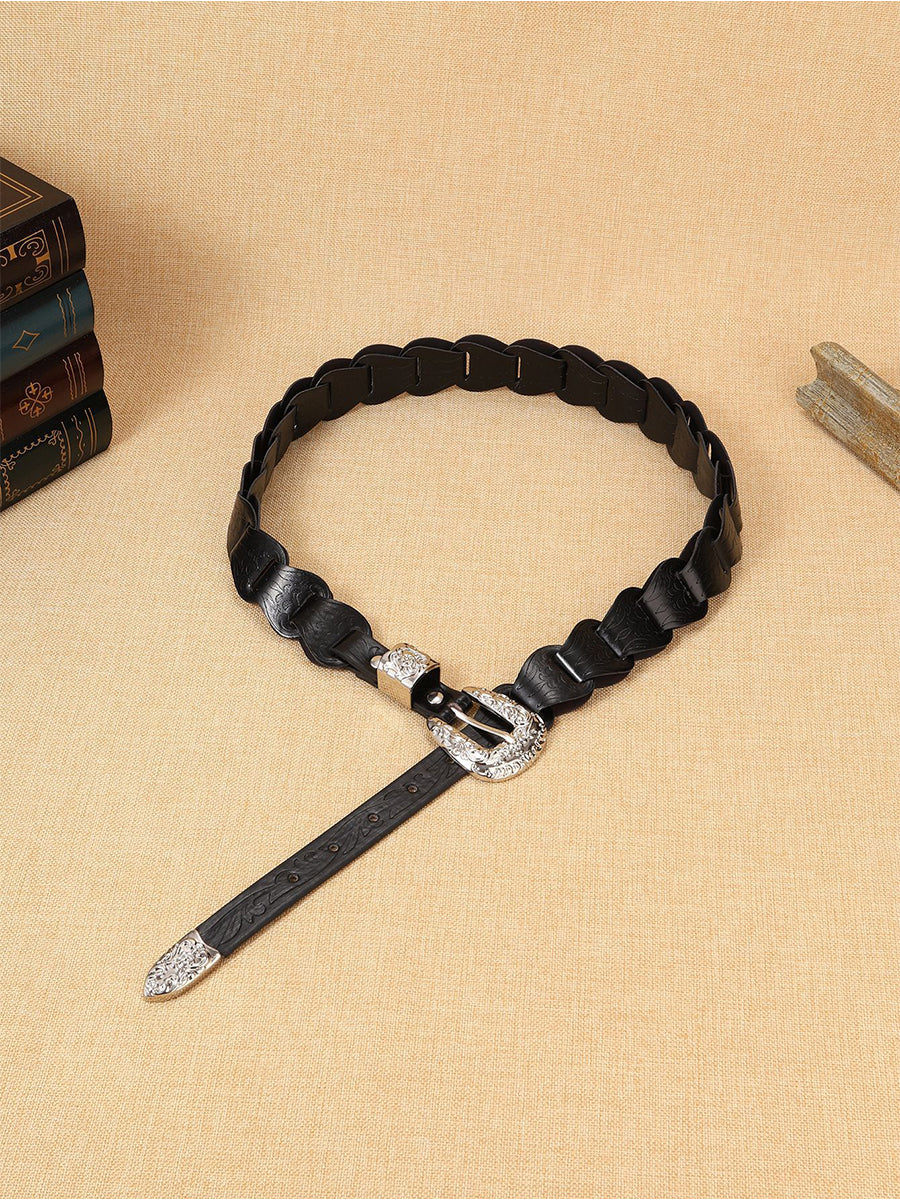 Cinturón de Cintura con Relieve Floral de Cuero Sintético de Estilo Western para Mujer MDA1699H5I