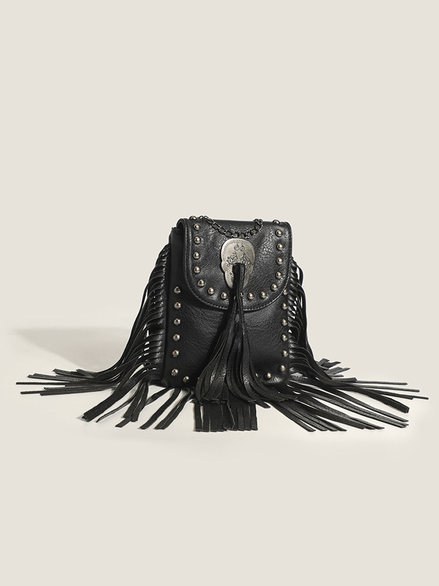Bolso de mujer en estilo vaquero occidental con borlas MDA0878H9Y