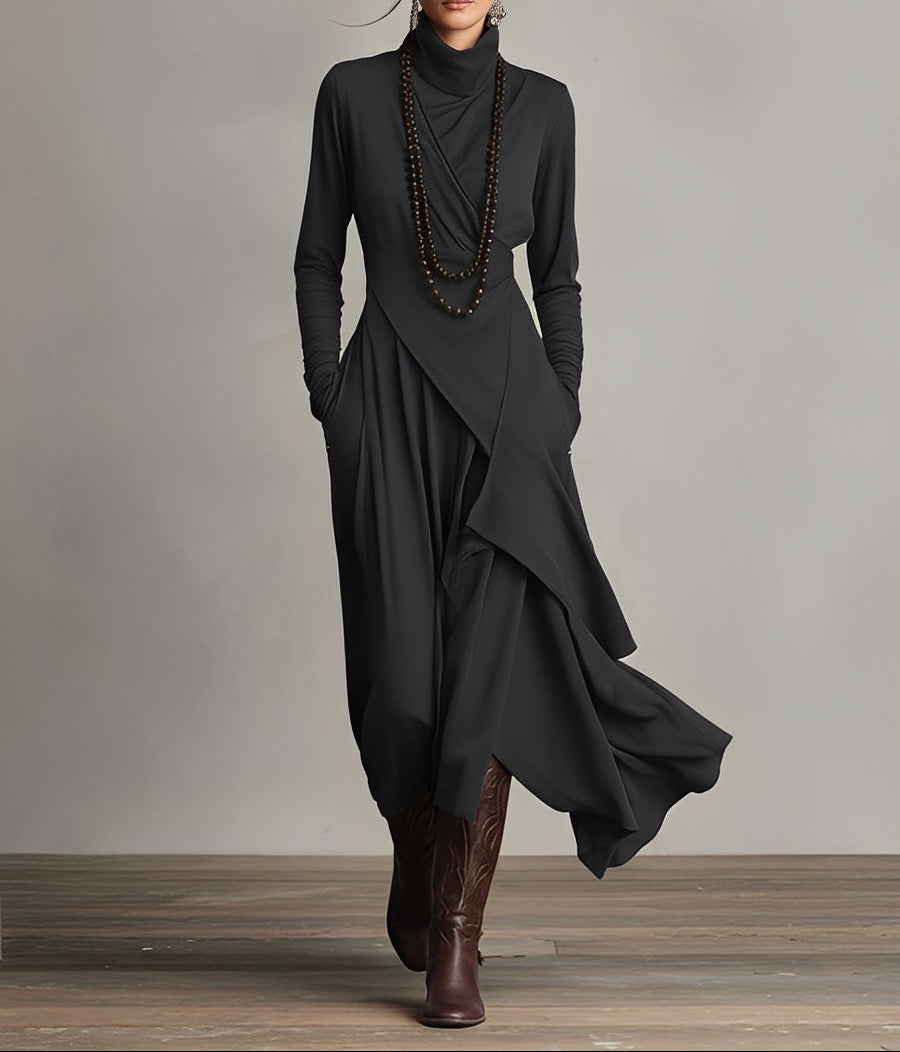 Valentina| Vestido de cuello alto estilo bohemio morado