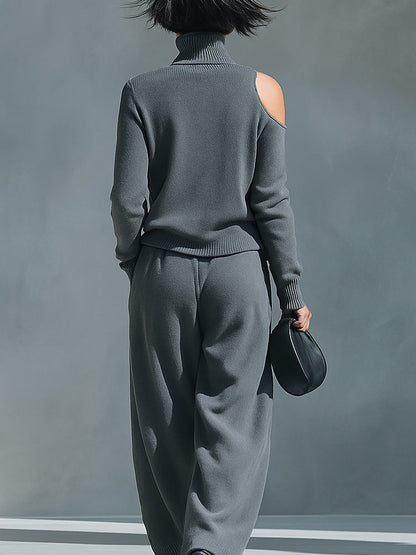 Conjunto moderno de punto con un solo hombro y aberturas para mujer MDA2539G2I