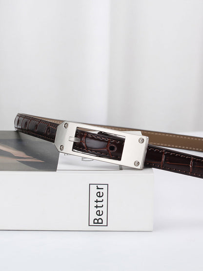 Cinturón delgado de cuero de cocodrilo a la moda para mujer MDA0196H6Y