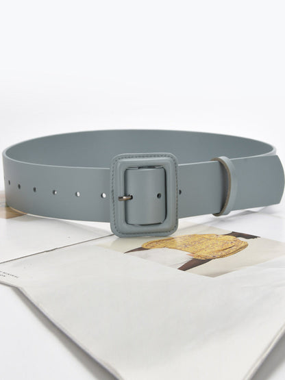 Cinturón Cuadrado de Color Sólido de Cuero Imitación para Mujer de Moda MDA0155H9Y