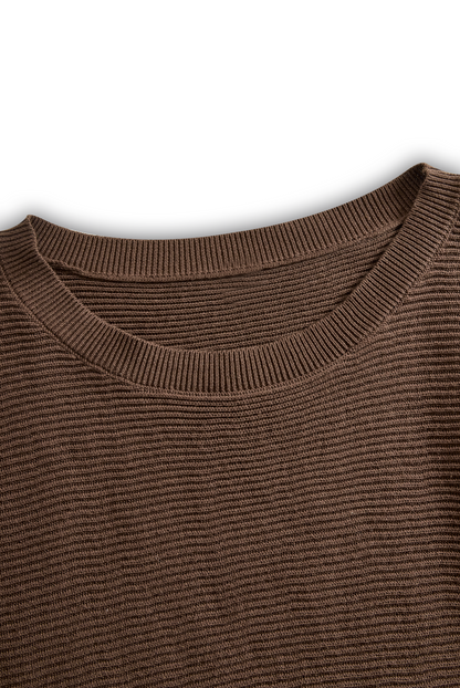 Conjunto de falda y suéter de punto con cuello redondo para mujer MDA0737H3Y