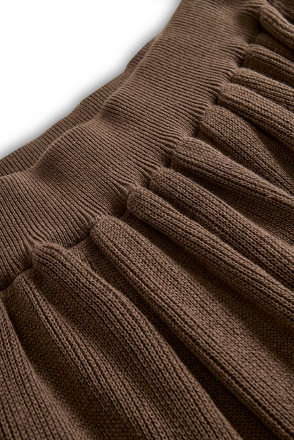 Conjunto de falda y suéter de punto con cuello redondo para mujer MDA0737H3Y