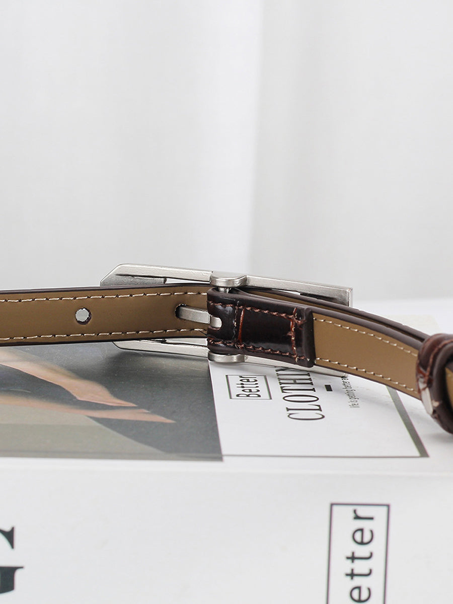 Cinturón delgado de cuero de cocodrilo a la moda para mujer MDA0196H6Y