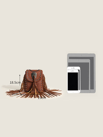 Bolso de mujer en estilo vaquero occidental con borlas MDA0878H9Y