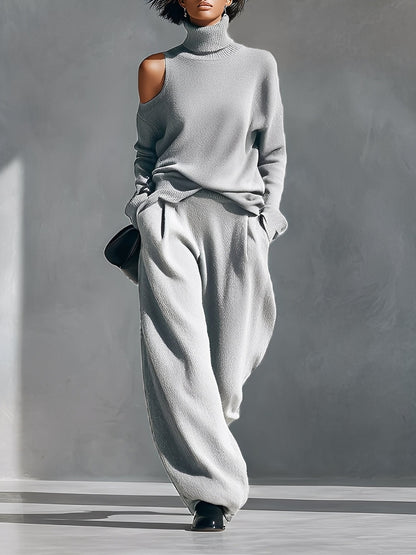 Conjunto moderno de punto con un solo hombro y aberturas para mujer MDA2539G2I