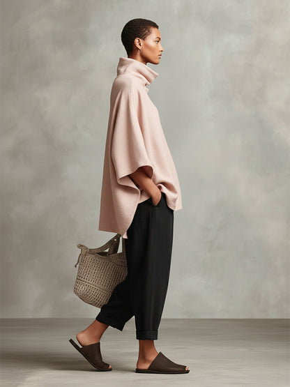 Traje de dos piezas recto para mujer con bolsillos de bohemia rosa MDA0414I7I