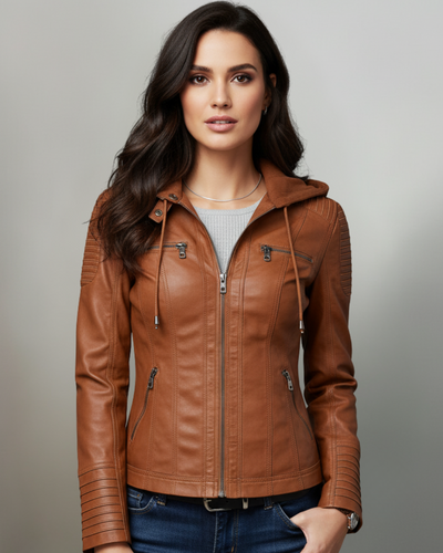 MÓNICA | Chaqueta de cuero otoñal.