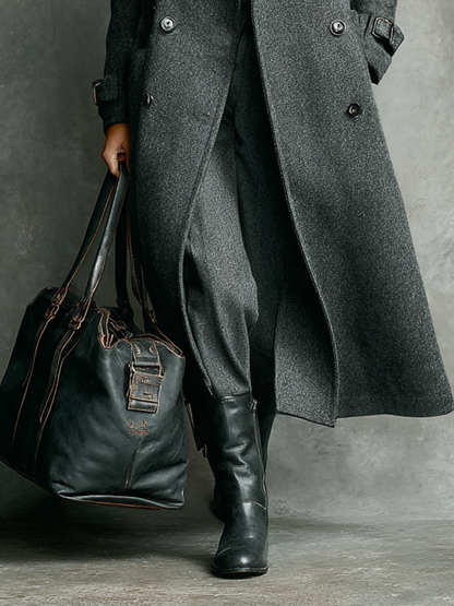 Abrigo largo de doble botonadura de mezcla de lana para mujer MDA2193J7Y