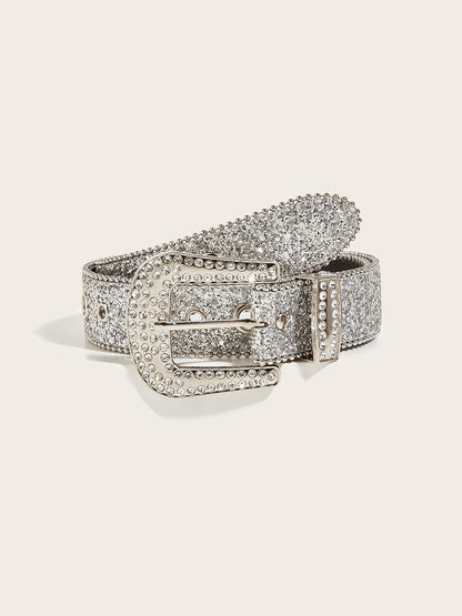 Cinturón de hebilla adornada con pedrería glamorosa para mujer MDA1645H3I