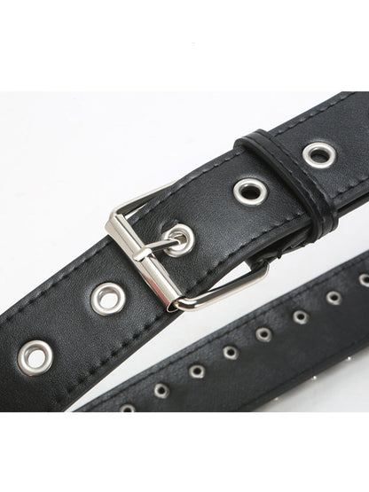 Cinturón de cintura adornado con picas estilo punk para mujer de cuero sintético negro MDA1645H0I