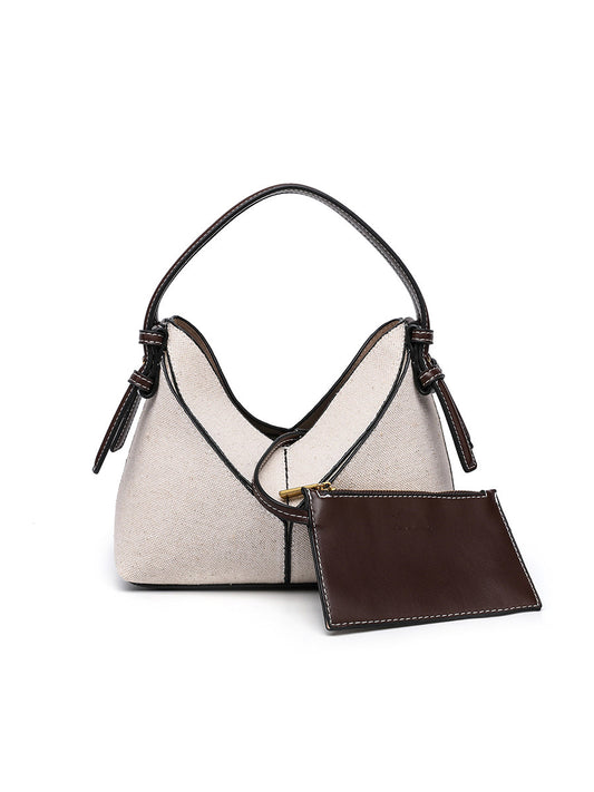 Billetera de Canvas Cruzada para Mujeres con Cremallera Dorada MDA0464H9I