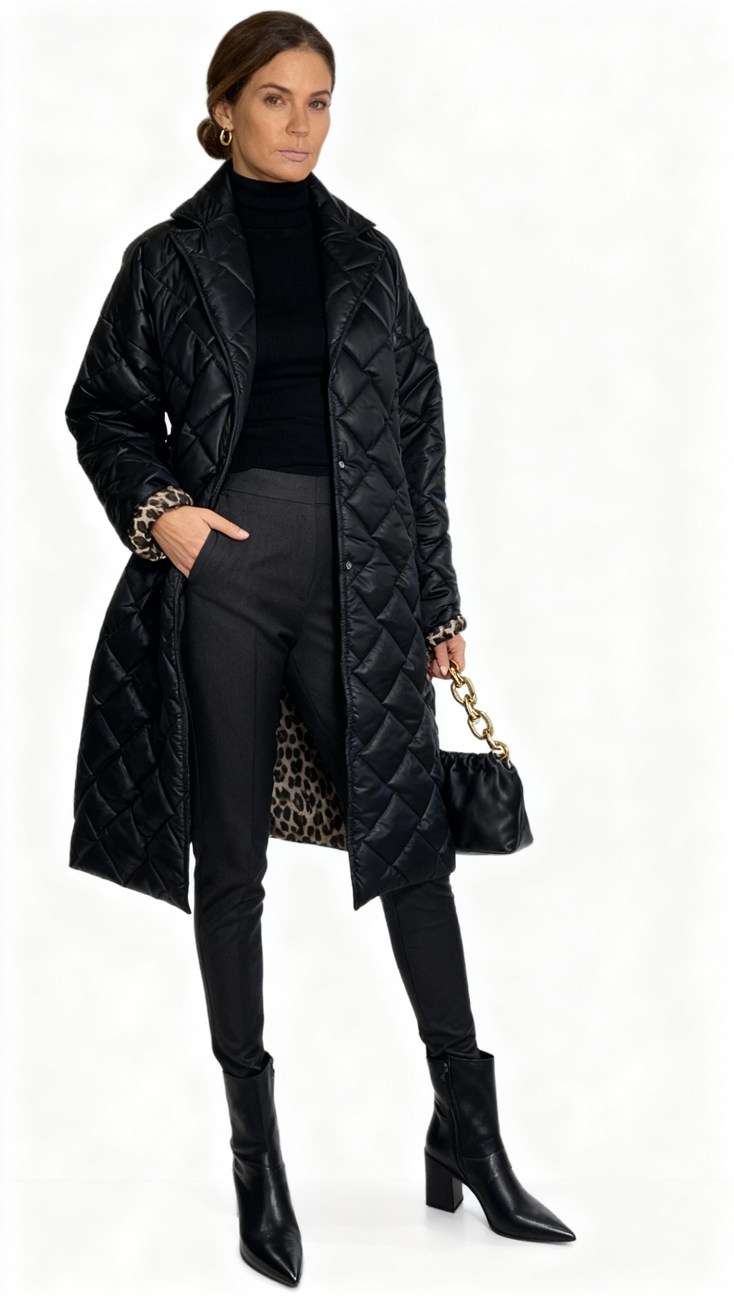 Anais | Abrigo acolchado con forro de leopardo