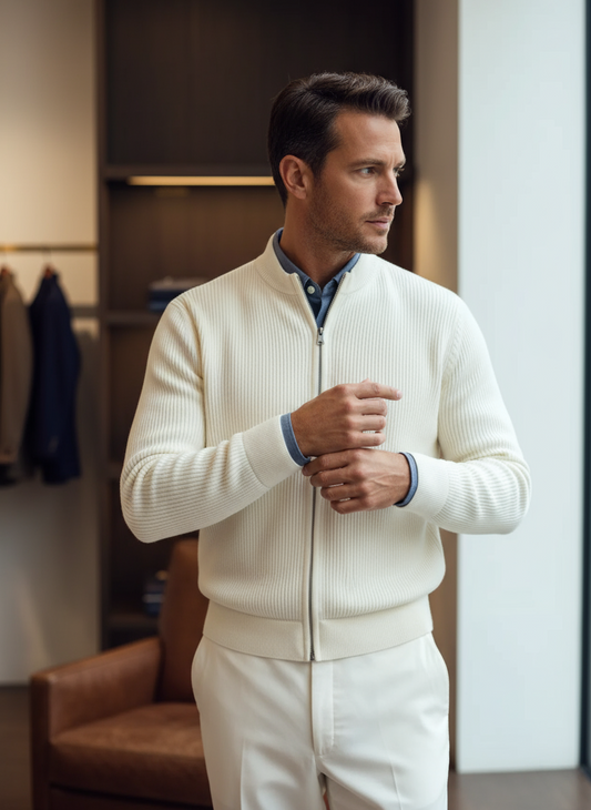 Chaqueta de punto elegante con cremallera