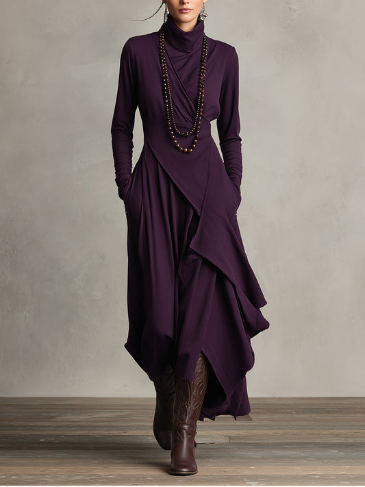 Valentina | Vestido de cuello alto estilo bohemio morado
