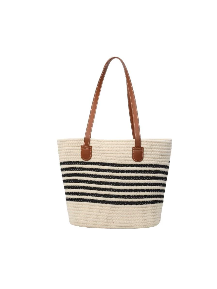 Bolso de hombro versátil de gran capacidad para mujer, de paja, para playa, vacaciones, modelo MDA0412H1T