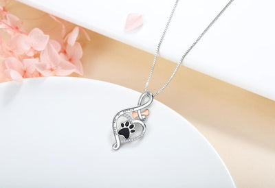Collar Lucky Paw con corazón, hueso y símbolo del infinito