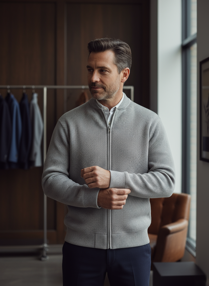 Chaqueta de punto elegante con cremallera