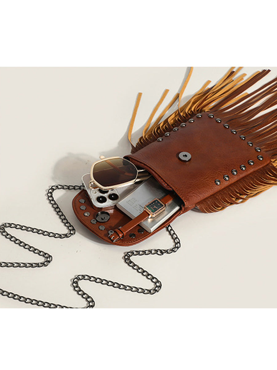 Bolso de mujer en estilo vaquero occidental con borlas MDA0878H9Y