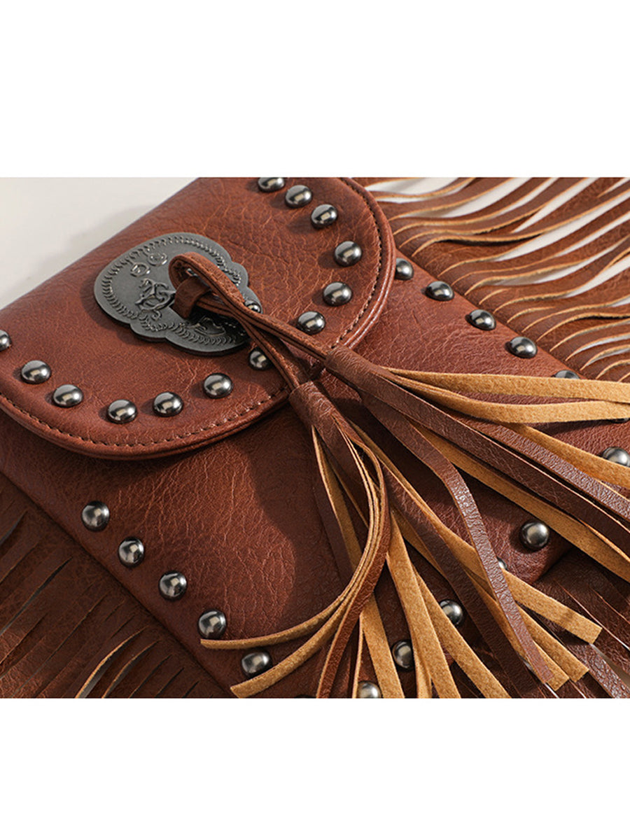Bolso de mujer en estilo vaquero occidental con borlas MDA0878H9Y