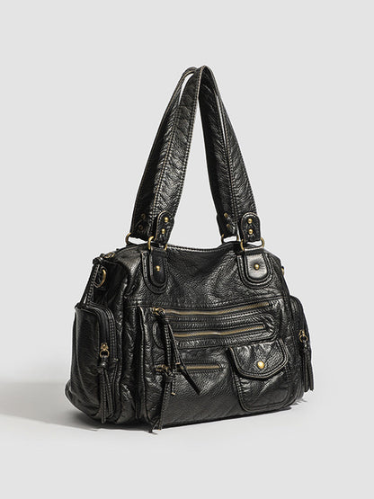 Bolso de cuero femenino de moda y desgastado con múltiples bolsillos MDA0889H1Y