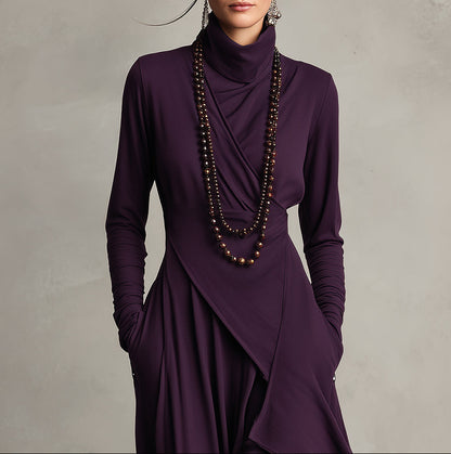 Valentina| Vestido de cuello alto estilo bohemio morado