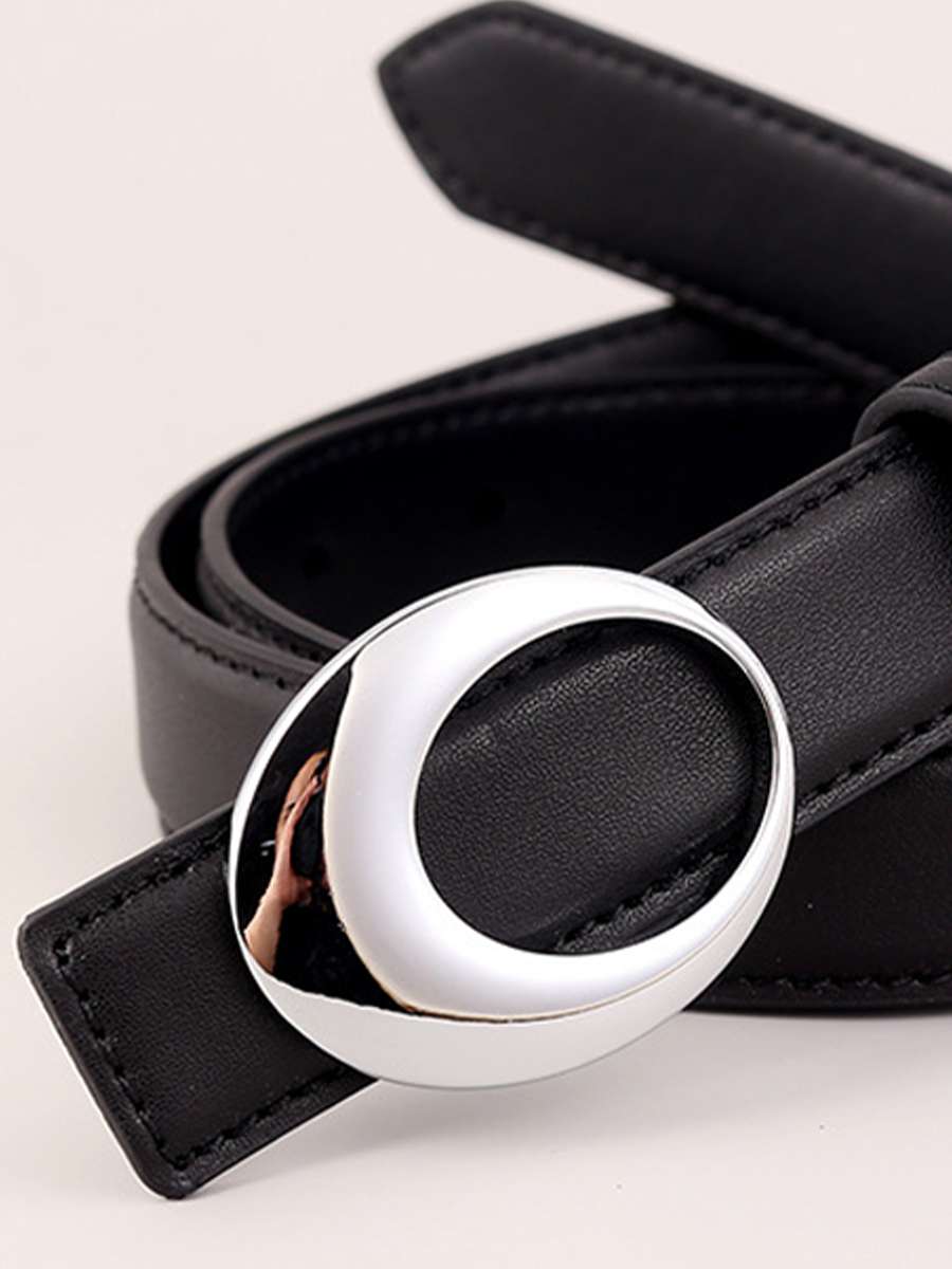 Cinturón de mujer retro plateado con hebilla en forma de arco para combinar con todo MDA0999J2T