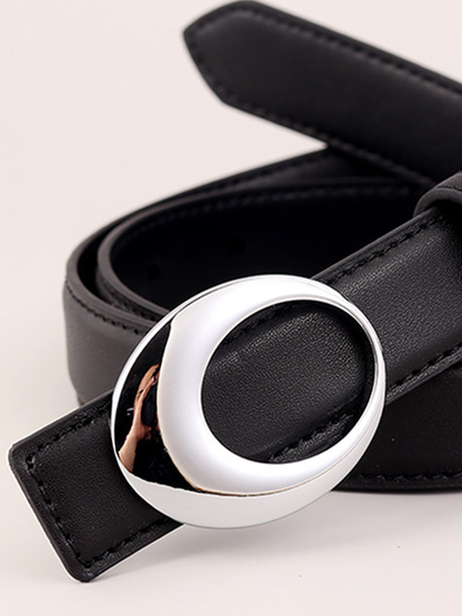 Cinturón de mujer retro plateado con hebilla en forma de arco para combinar con todo MDA0999J2T