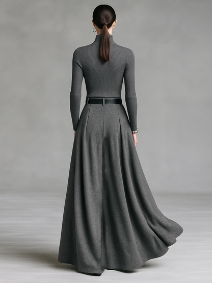 Conjunto de Falda de Lana Ajustada y Moda Para Mujer (Sin Cinturón) MDA0710H9Y