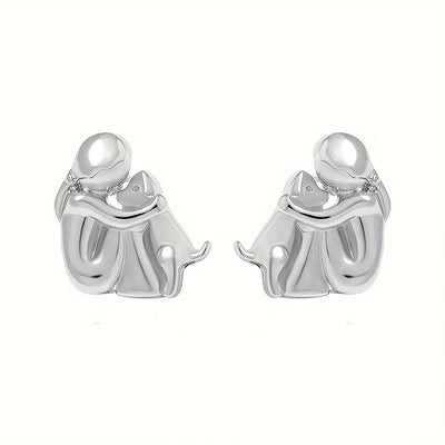 Pendientes Hug bicolor plata y oro