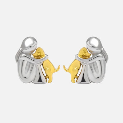 Pendientes Hug bicolor plata y oro
