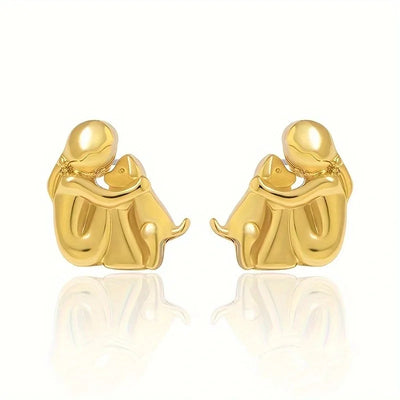 Pendientes Hug bicolor plata y oro