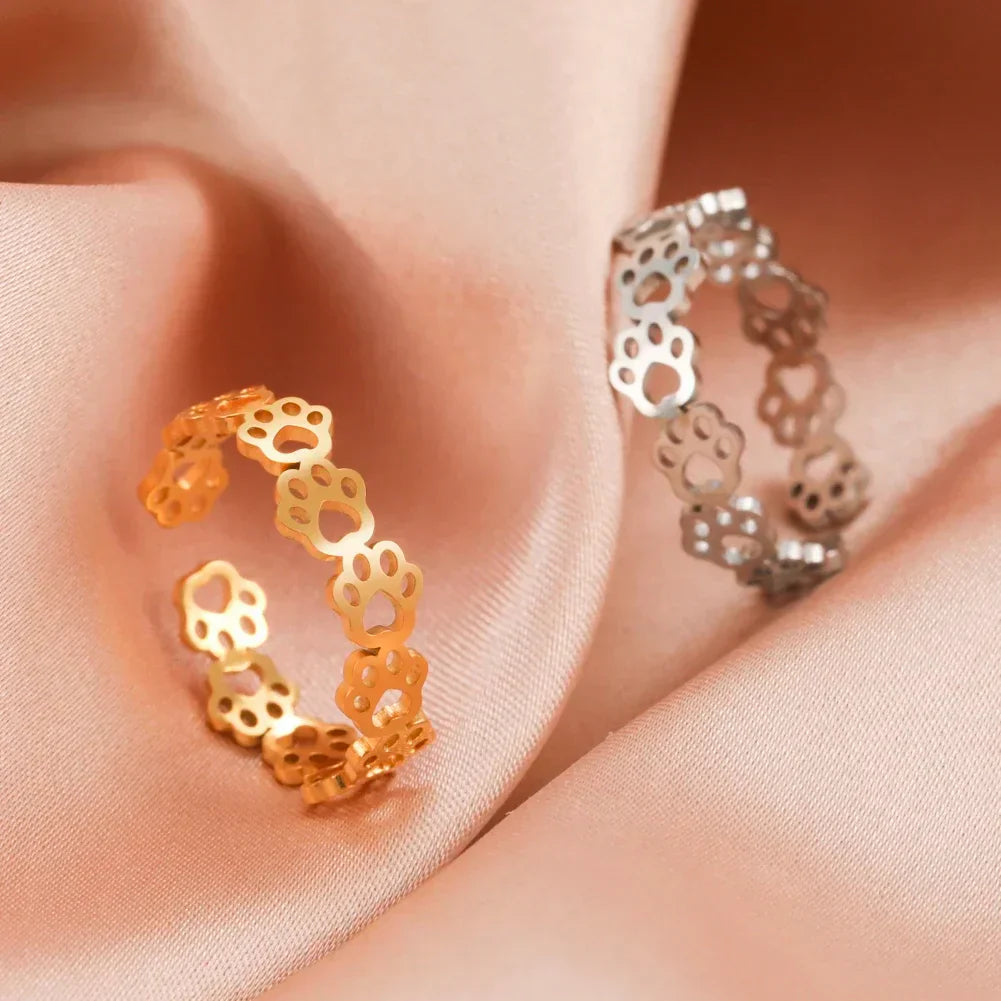 Anillo ajustable con huella de tu mascota – Hecho de acero inoxidable