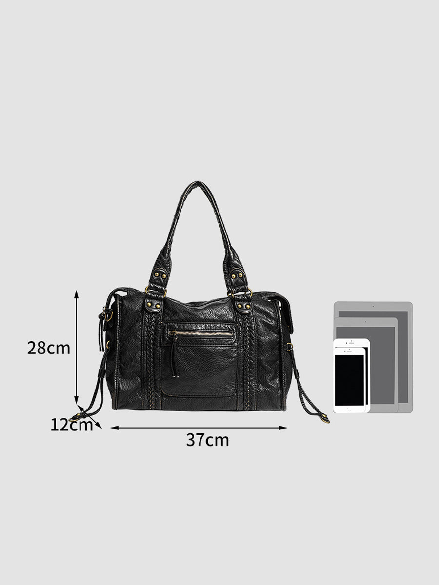 Bolso de cuero femenino de moda y desgastado con múltiples bolsillos MDA0889H1Y