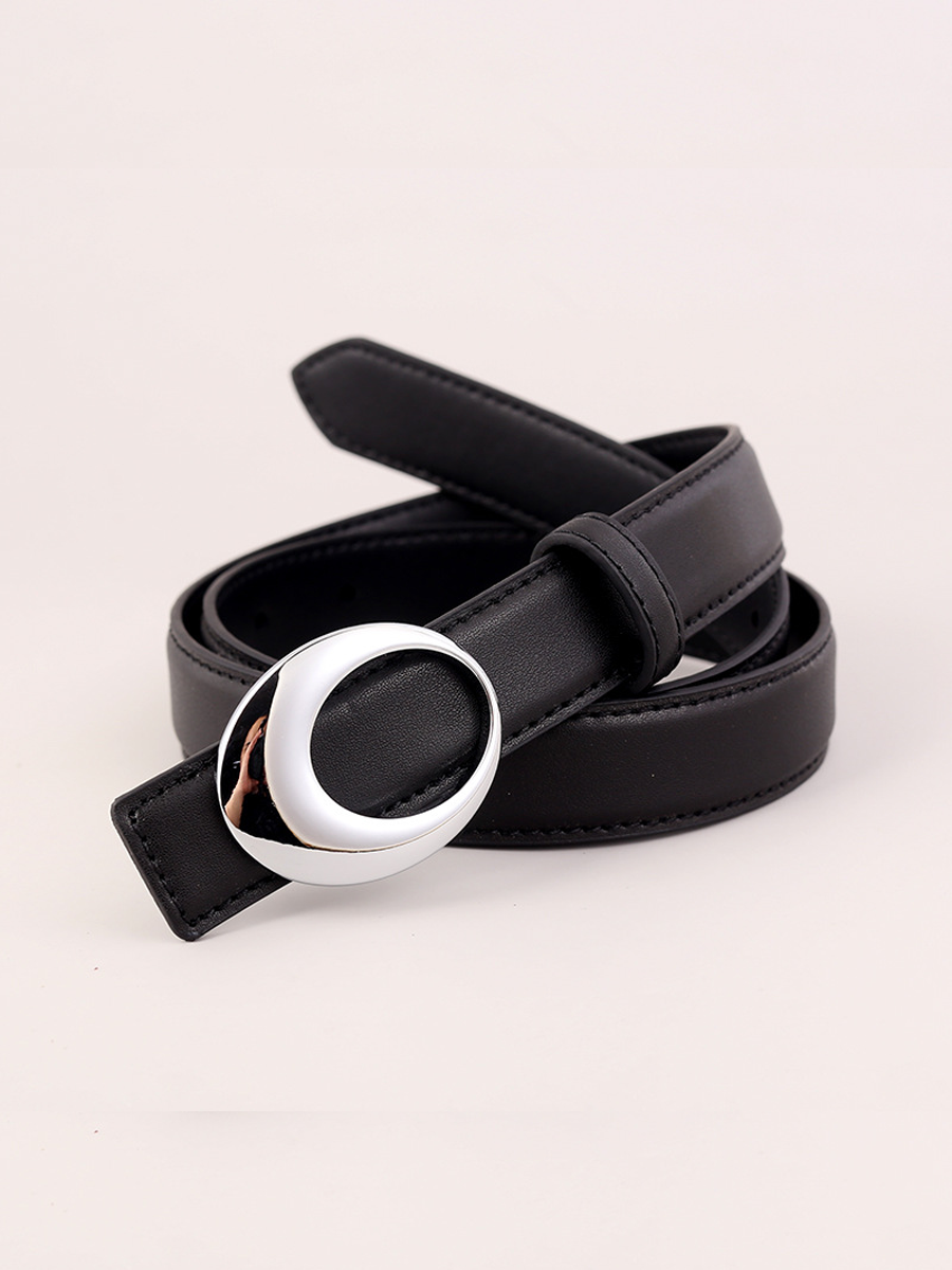 Cinturón de mujer retro plateado con hebilla en forma de arco para combinar con todo MDA0999J2T