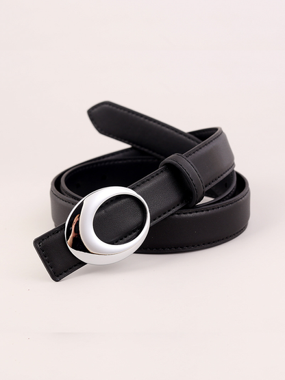 Cinturón de mujer retro plateado con hebilla en forma de arco para combinar con todo MDA0999J2T