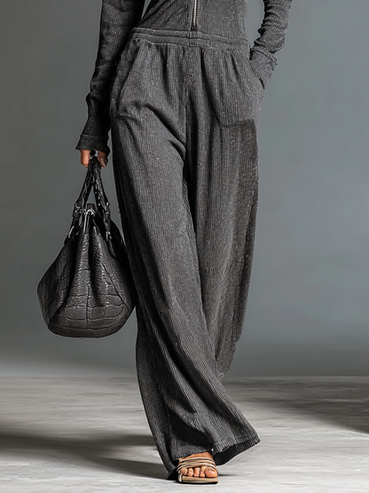 Andrea| Mono con capucha de canalé con cremallera para mujer