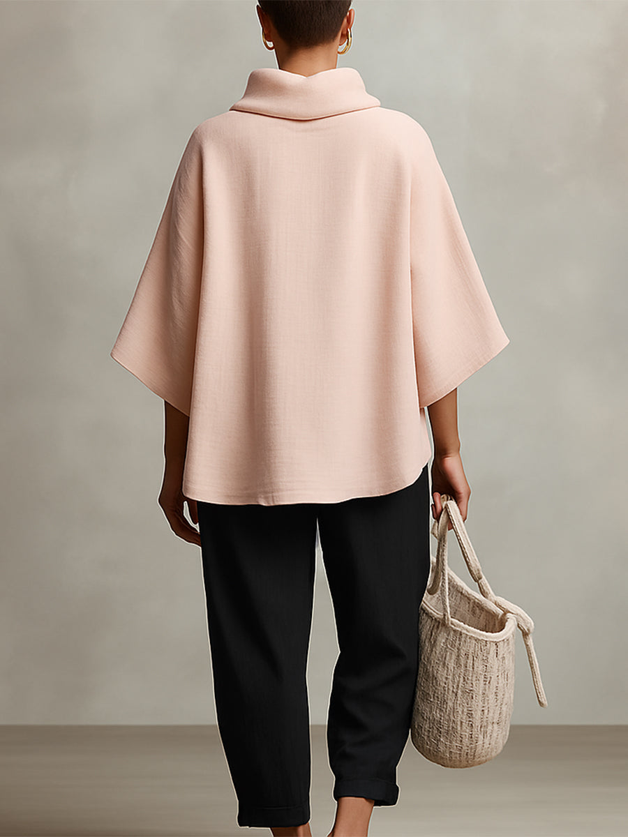 Traje de dos piezas recto para mujer con bolsillos de bohemia rosa MDA0414I7I