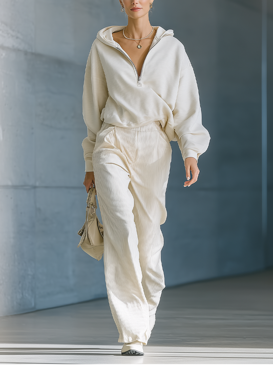 Sudadera con capucha Air Layer Off-White para mujer y pantalones de pana de pierna ancha MDA1602J2T