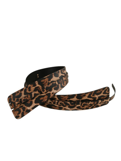Cinturón de moda asimétrico de imitación de cuero con estampado de leopardo para mujer MDA1699H0I