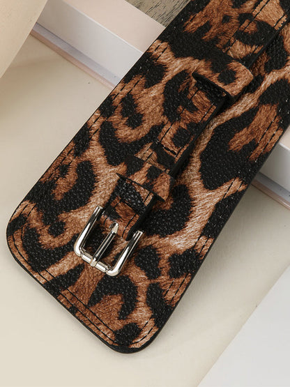Cinturón de moda asimétrico de imitación de cuero con estampado de leopardo para mujer MDA1699H0I